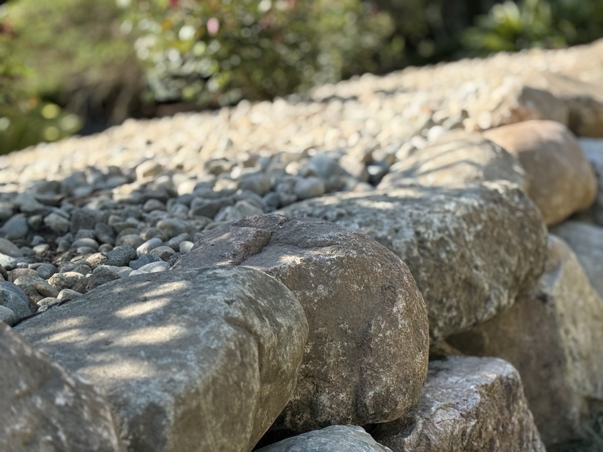 Flower bed with boulders